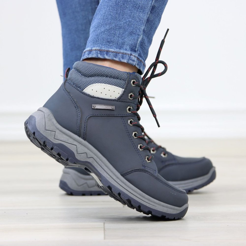 Woman's Hiking Active Waterproof High Top Comfort Sneakers Shoes, Navy - Picture 6 of 13